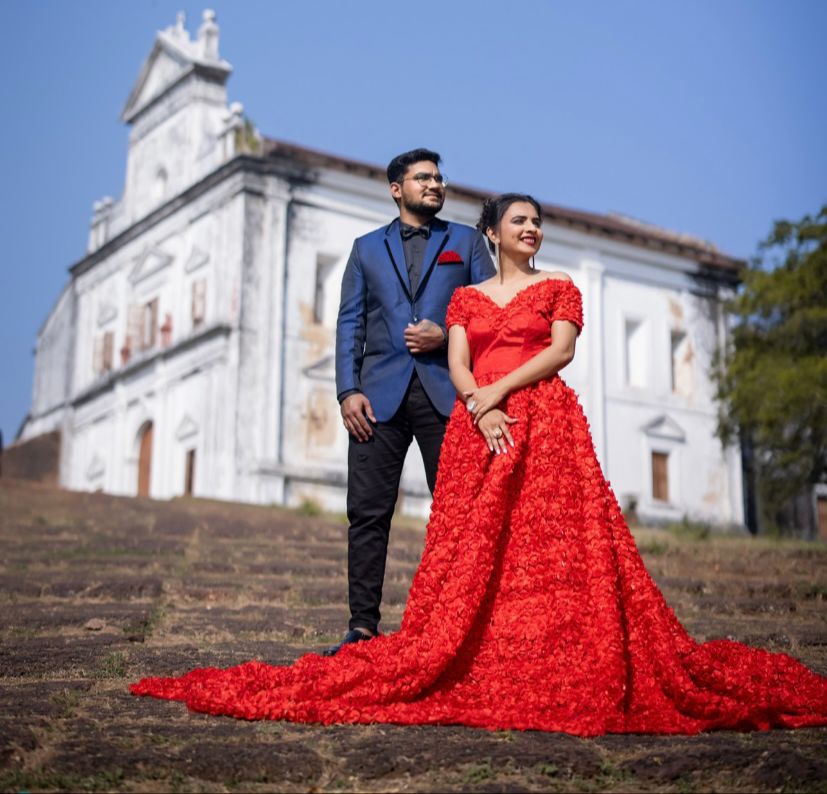 Grand Red Floral Pre Wedding Gown