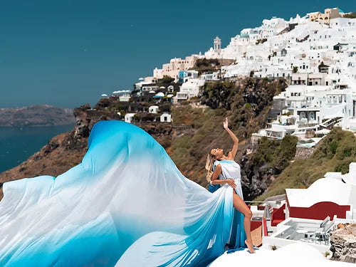 White and Blue Ombre Pre Wedding Designarche Dress