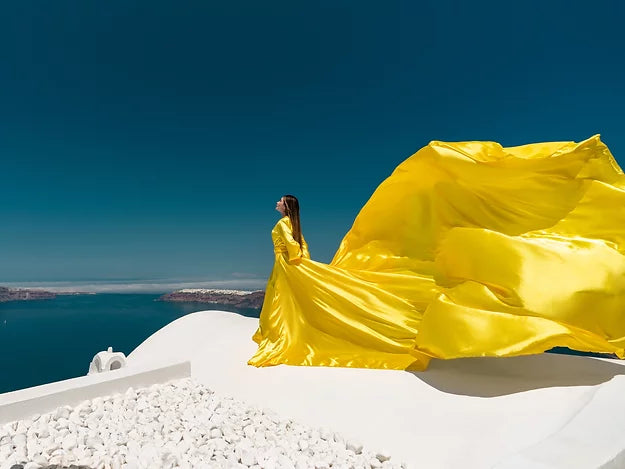 Yellow long Sleeve Dress Prewedding or proposal photoshoot Designarche Dress