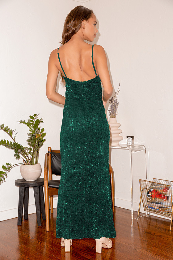 Stun of a Kind Emerald Green Sequin Maxi Dress