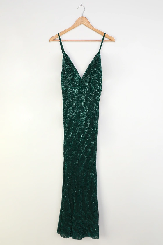Stun of a Kind Emerald Green Sequin Maxi Dress