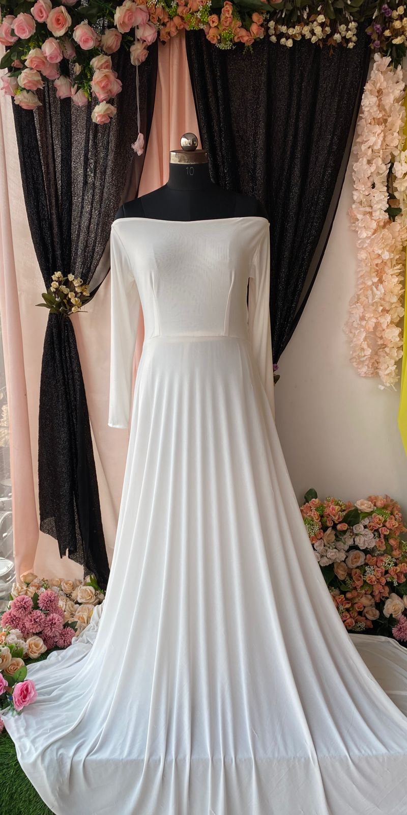 Designarche Beautiful Long maxi White flowy Maternity gown