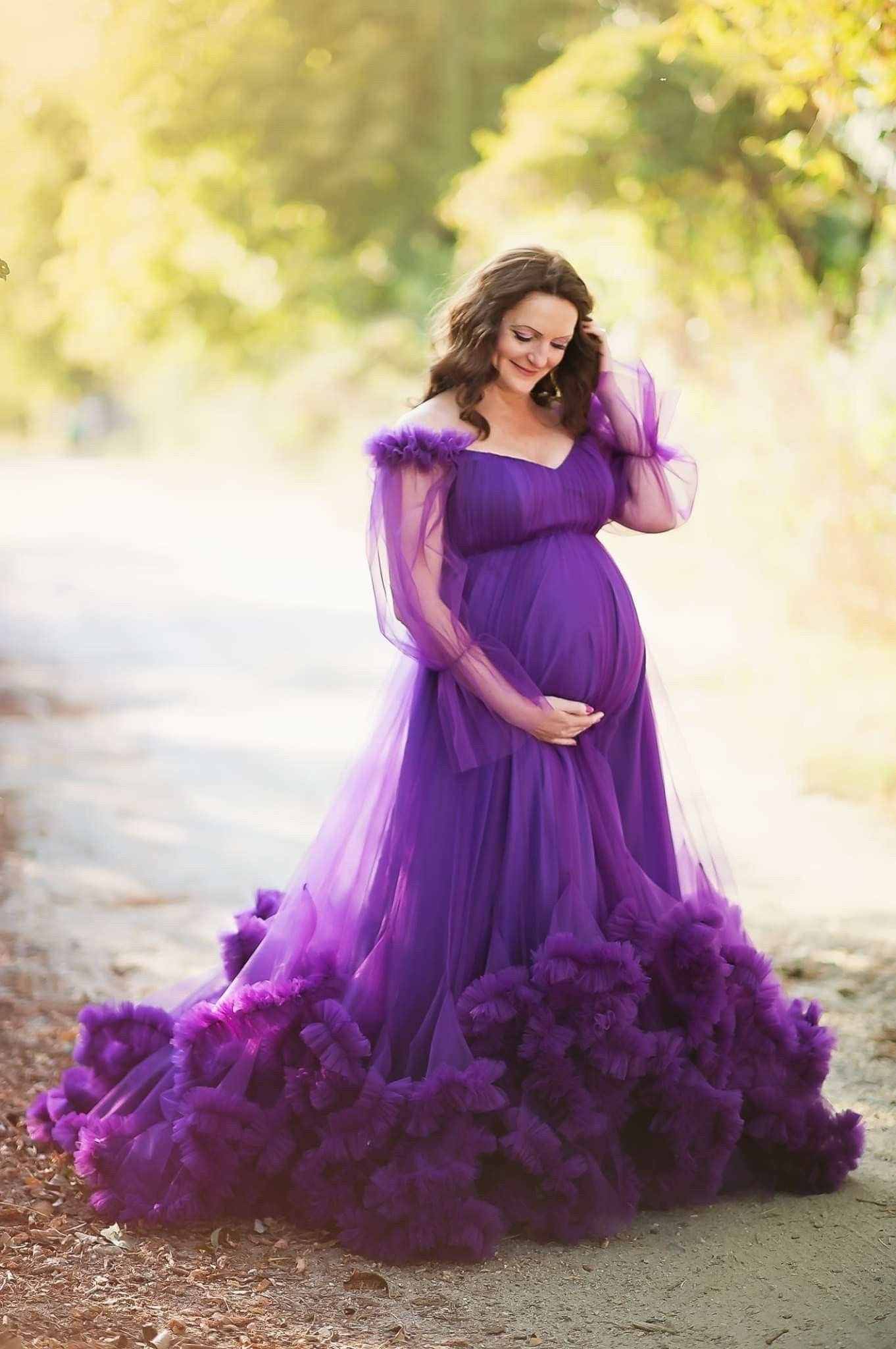Designarche Deep Purple Off Shoulder Maternity Wear and Baby Shower Dr designarche Designarche Deep Purple Off Shoulder Maternity Wear and Baby Shower Dr designarche